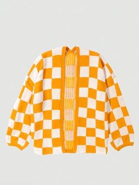 Plus Size Checkerboard Knit Cardigan